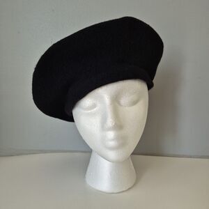 Beret Basque Deluxe Black 100% Wool Classic Beret Hat Womens OS Czech Republic